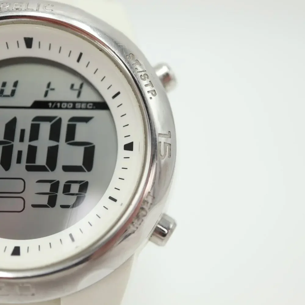 Relic by Fossil White Digital Watch 42mm Alarm Chrono Silicone w New Battery